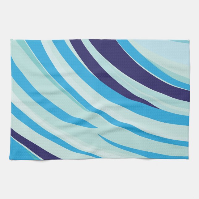Blue Diagonal Stripe  Tea Towel (Horizontal)