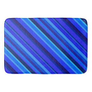 Blue diagonal stripes bath mat