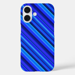 Blue diagonal stripes iPhone 16 case