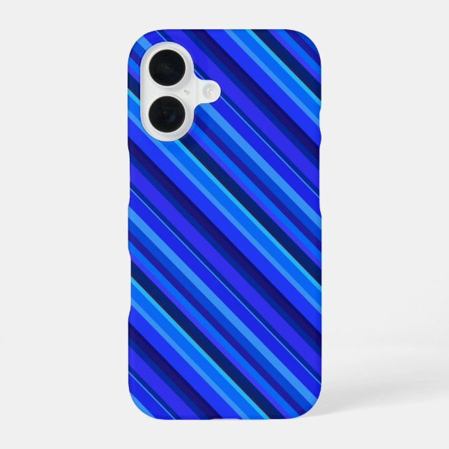 Blue diagonal stripes iPhone 16 case (Back)