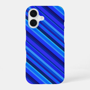 Blue diagonal stripes iPhone 16 case