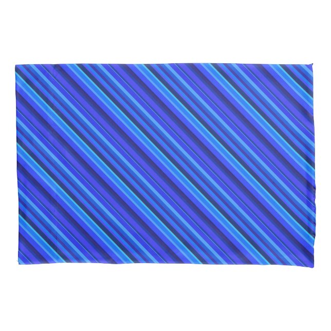 Blue diagonal stripes pillowcase (Front)