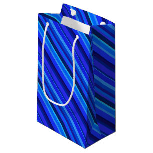 Blue diagonal stripes small gift bag