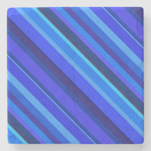 Blue diagonal stripes stone coaster