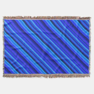 Blue diagonal stripes throw blanket