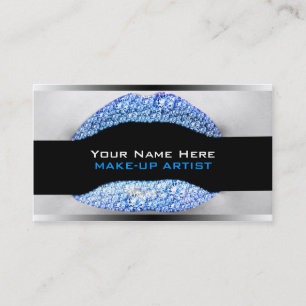 Blue Diamond Bling Make-Up Artist Business Cards