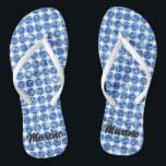 Blue Diamond Crystal Wedding  Thongs<br><div class="desc">These elegant women's flip flops with a cute blue diamond pattern on a white background are super stylish and unique, perfect as wedding flip flops for guests as well as the bride. Not only are these wedding flip flops glamorous, but they’re also comfortable to wear to and from the wedding...</div>