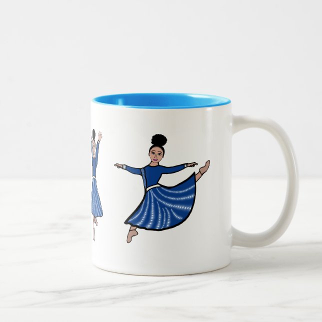 Blue Diamond Dancer #2 Two-Tone Coffee Mug (Right)