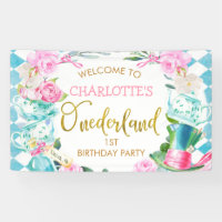 Blue Diamond Floral Alice In Onederland Birthday