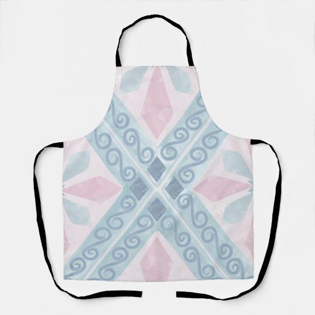 Blue Diamond Geometric Pattern Apron (Front)