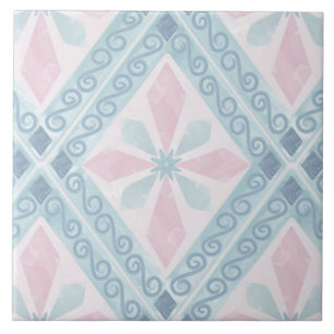 Blue Diamond Geometric Pattern Ceramic Tile