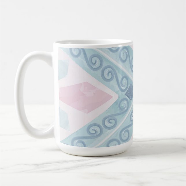 Blue Diamond Geometric Pattern Coffee Mug (Left)