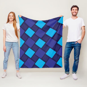 Blue Diamond Geometric Pattern Fleece Blanket