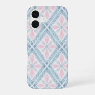 Blue Diamond Geometric Pattern iPhone 16 Case