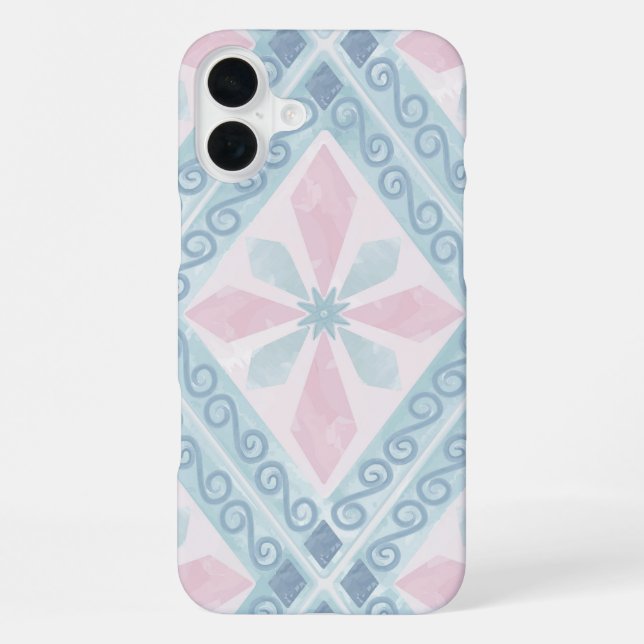 Blue Diamond Geometric Pattern iPhone Case (Back)