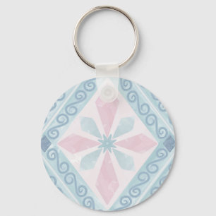Blue Diamond Geometric Pattern Key Ring