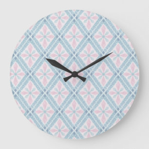 Blue Diamond Geometric Pattern Large Clock