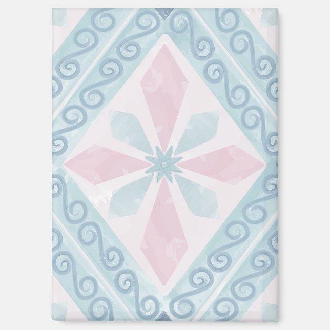 Blue Diamond Geometric Pattern Magnet (Front)