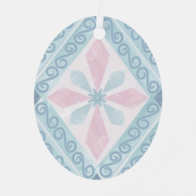 Blue Diamond Geometric Pattern Metal Tree Decoration (Front)