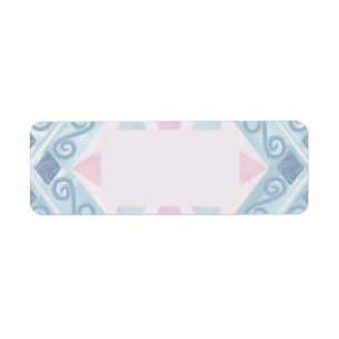 Blue Diamond Geometric Pattern Return Address Label