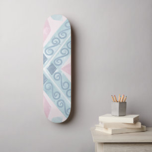 Blue Diamond Geometric Pattern Skateboard