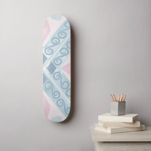 Blue Diamond Geometric Pattern Skateboard (Wall Art)