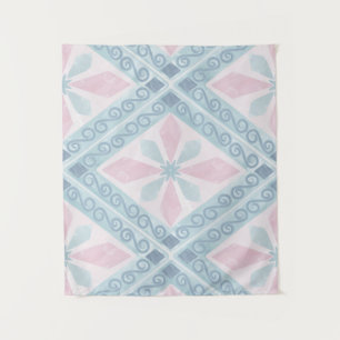 Blue Diamond Geometric Pattern Tapestry