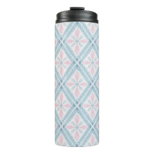 Blue Diamond Geometric Pattern Thermal Tumbler