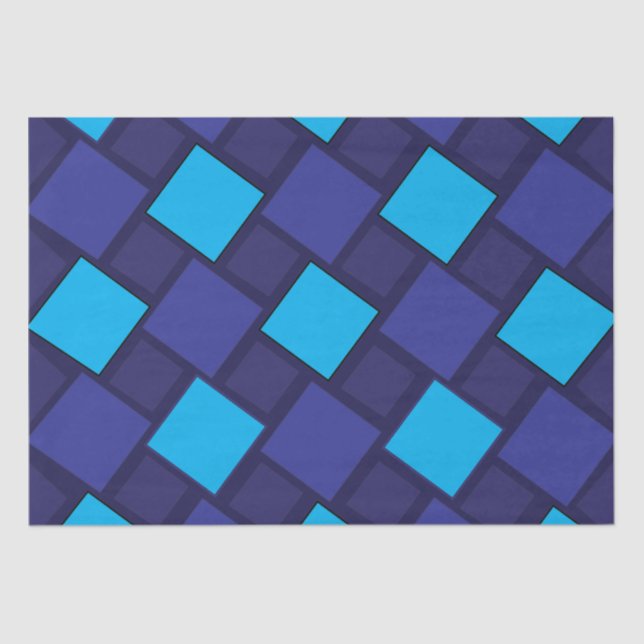 Blue Diamond Geometric Pattern  Tissue Paper (Front)