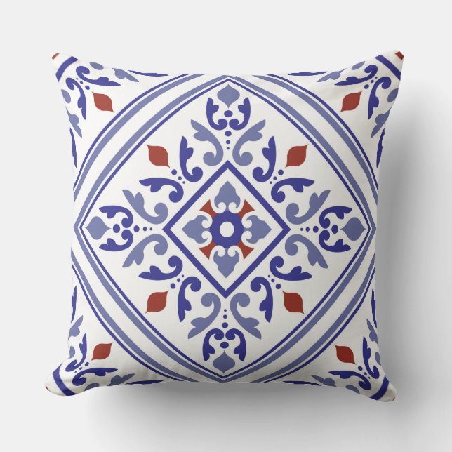 Blue Diamond Geometric Pillow (Front)
