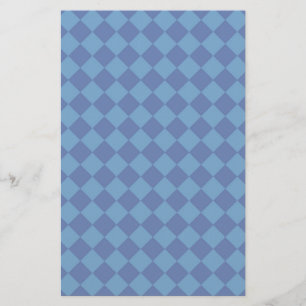 Blue Diamond Harlequin Checker Pattern Stationery