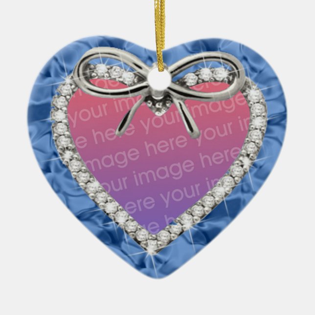 Blue Diamond Heart Frame Ornament (Front)