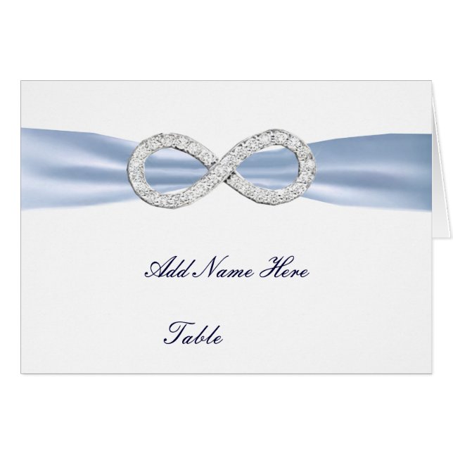 Blue Diamond Infinity Wedding Table Place Card (Front Horizontal)