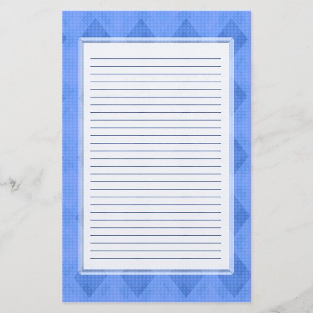 Blue Diamond Lined Stationery (Front)