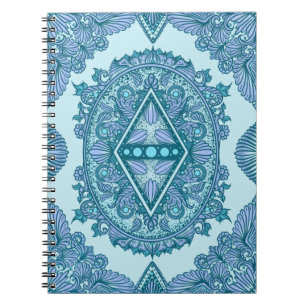 Blue Diamond Mandala Ornate Turquoise & Lavender Notebook