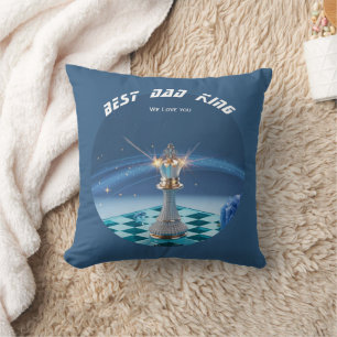 Blue Diamond Metallic King Chess Fathers Day Cushion