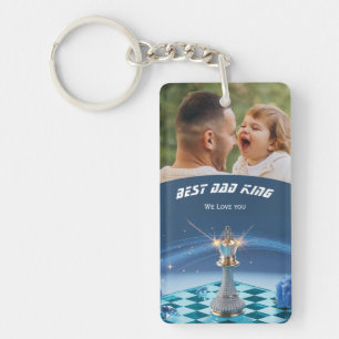 Blue Diamond Metallic King Chess Fathers Day Key Ring
