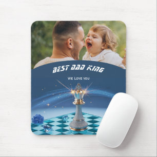 Blue Diamond Metallic King Chess Fathers Day Mouse Pad