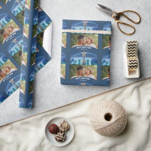 Blue Diamond Metallic King Chess Fathers Day  Wrapping Paper