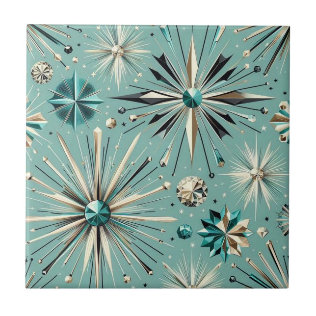 Blue Diamond Mid Century Modern  Ceramic Tile (Front)