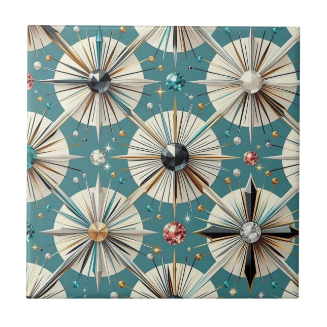 Blue Diamond Mid Century Modern  Ceramic Tile (Front)