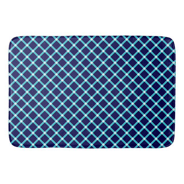 Blue Diamond Pattern Bath Mat (Front)