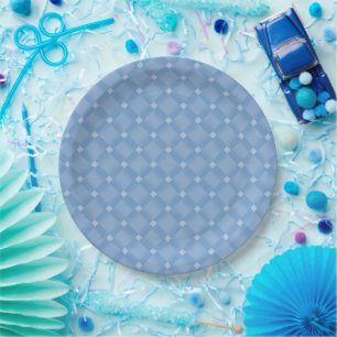 Blue Diamond Pattern Paper Plate
