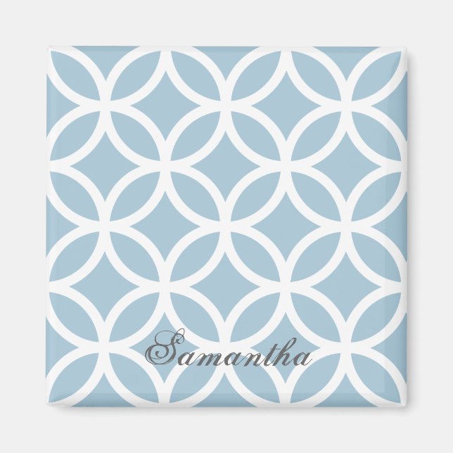 Blue Diamond Pattern Personalised Magnet (Front)