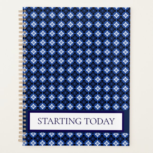 Blue Diamond Pattern Professional Planner (Front)