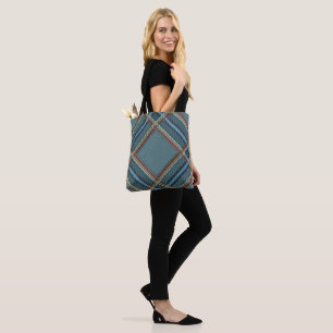 Blue diamond pattern Tartan Tote Bag