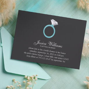 Blue Diamond Ring Bridal Shower Invitation
