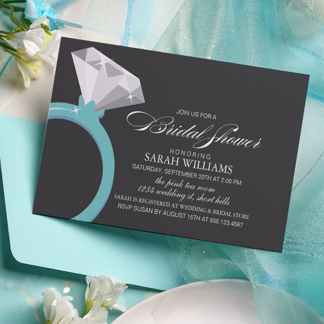 Blue Diamond Ring Bridal Shower Invitation (Creator Uploaded)