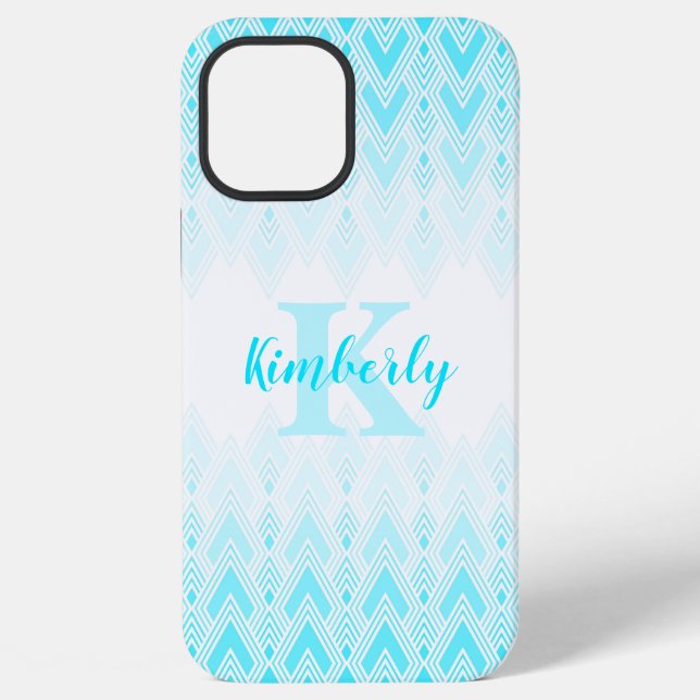 Blue Diamond Shape Case with Initial & Name (Back)