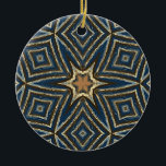 Blue Diamond Star Ceramic Ornament<br><div class="desc">Geometric pattern in blue and gold-tones are classic look with any decor. See more items with this design.</div>